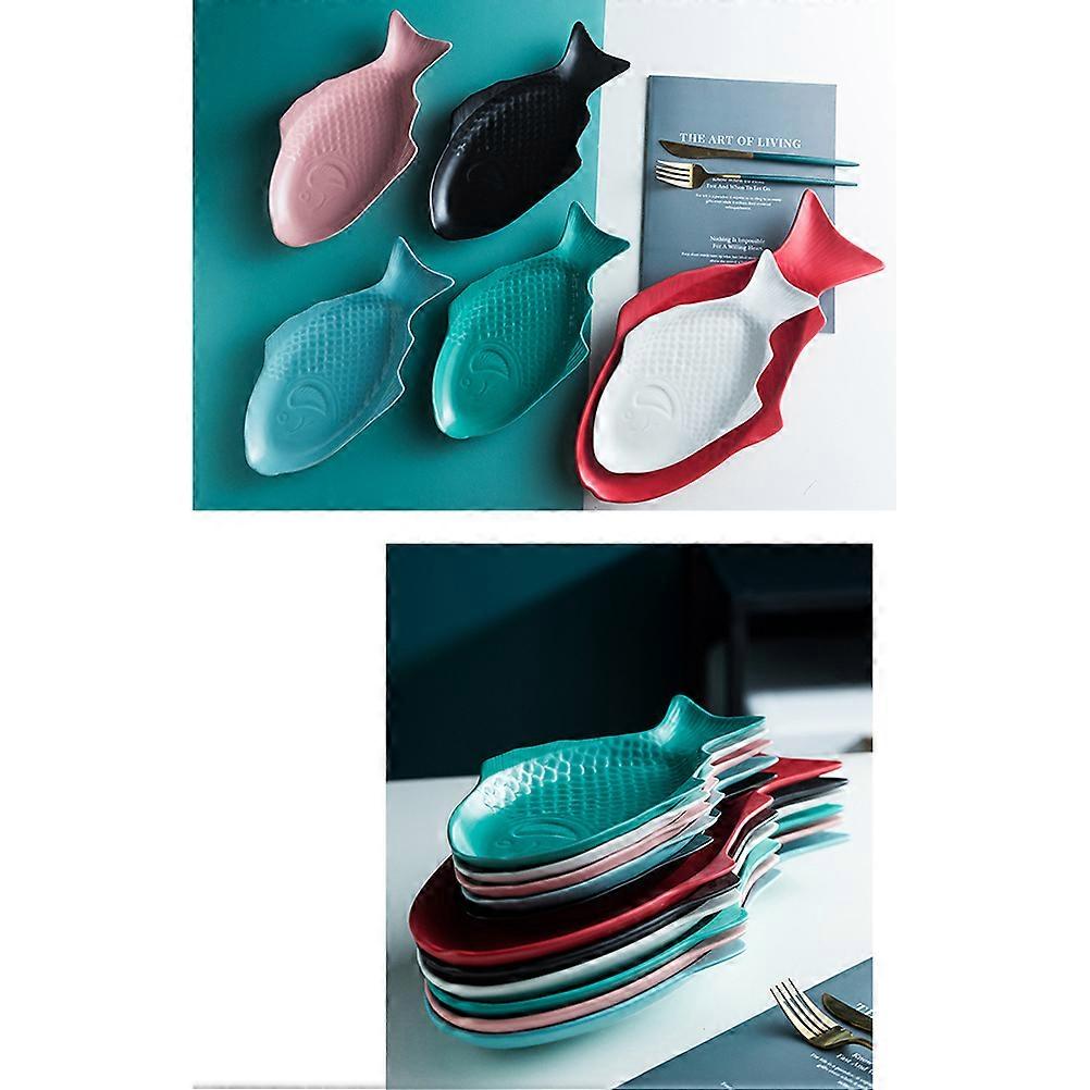Ceramic Tableware Creative Plate for Storage 1Pcs Pink Fish Pan Dish