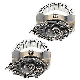Electronic Ring Watch Flip-Open Cover for Decoration 2Pcs Retro Style