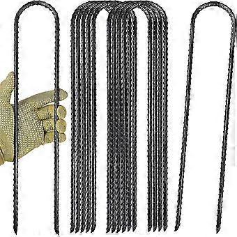 16 Inch Trampoline Wind Stakes, Heavy Duty Steel U Hook Ground Anchors, 10 Pack Tie Down Kit for Swing Set, Soccer Goal, Tents and Outdoor Equipment