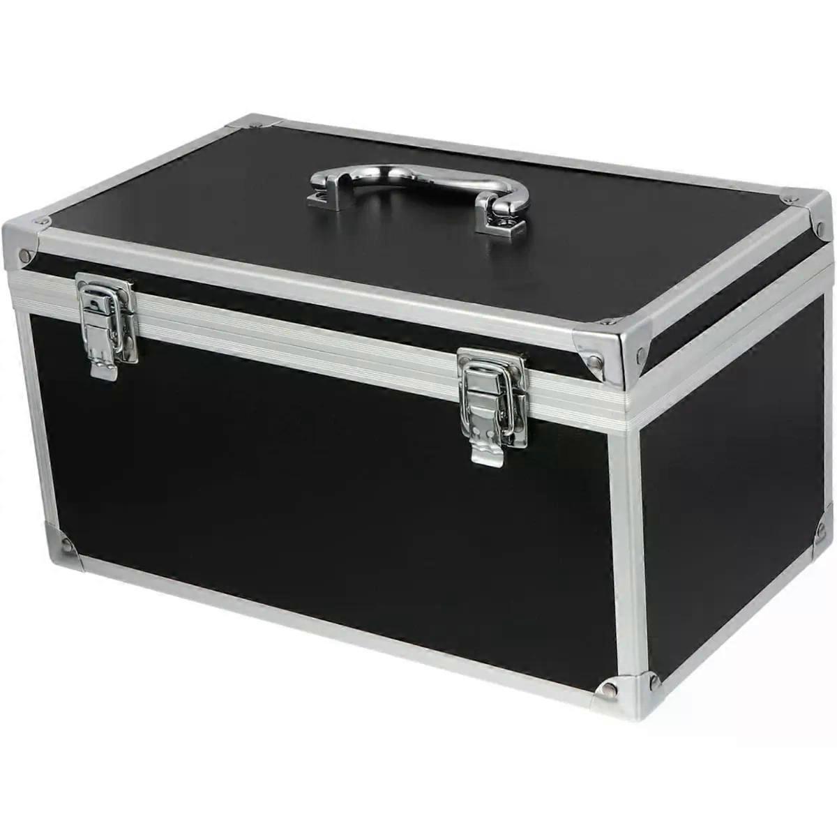 Black Tool Box Hard Case with Foam Inserts, Lockable Aluminum Alloy