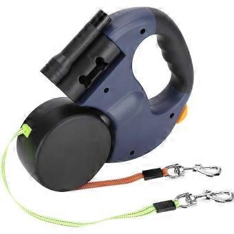 Retractable Double Dog Leash With Two 3 Meter Long Cords, 360 Tangle-free Leash For Walking Two Dogs Up To 50 Lb Gray 471.