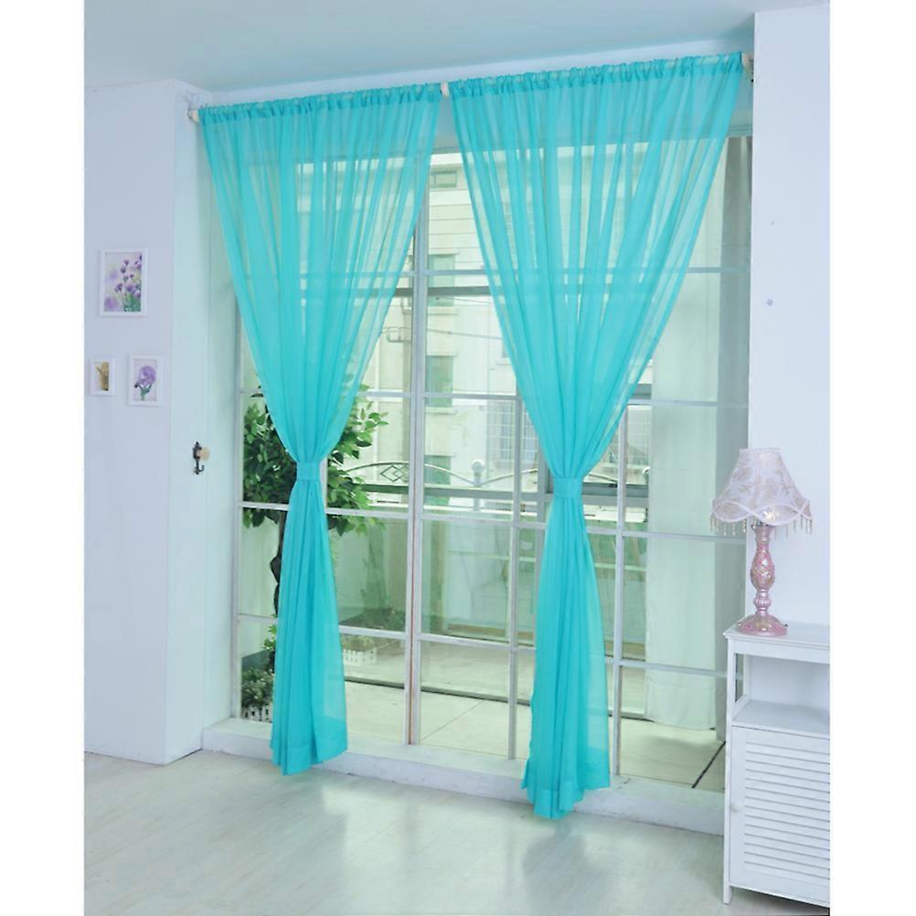 Blue Sheer Voile Curtains Light Filtering