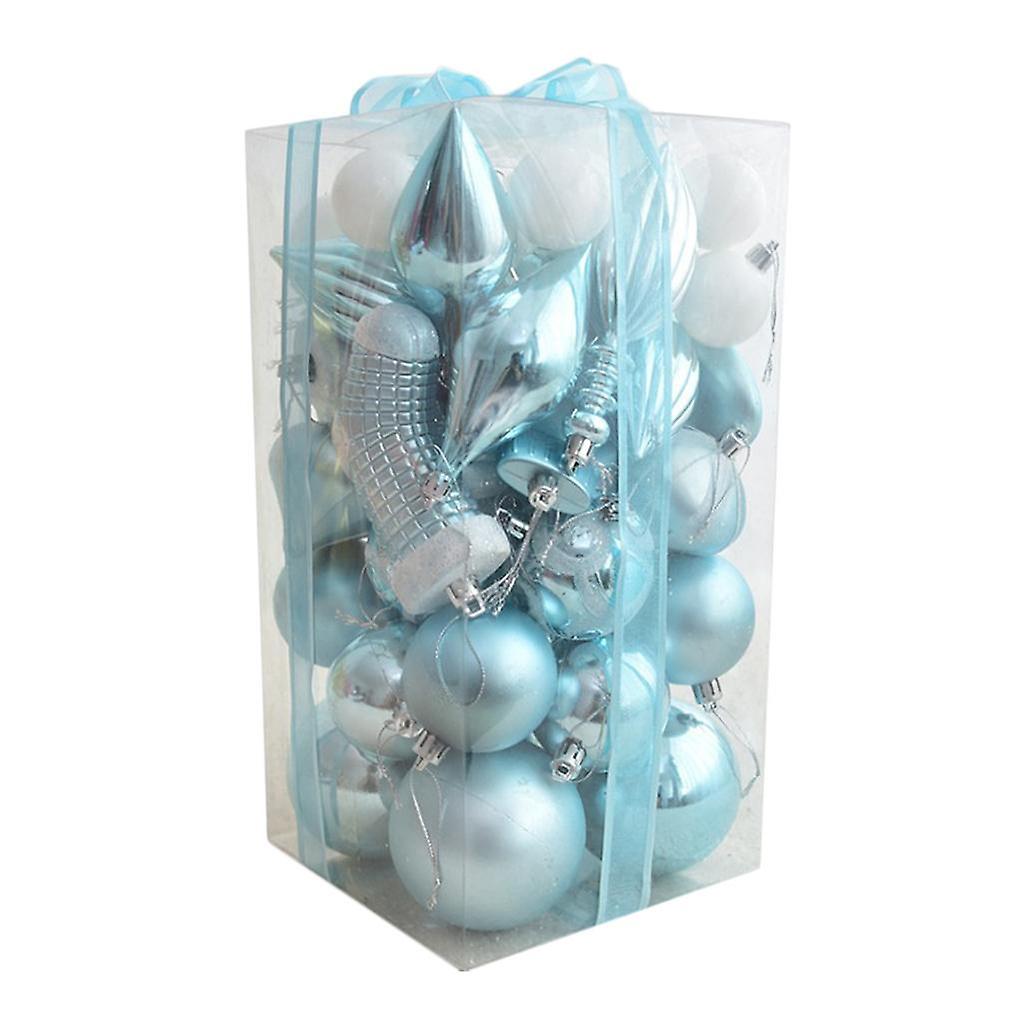 50pcs Galvanisch bemalte Weihnachtskugeln Weihnachtsbaum Ornamente hellblau