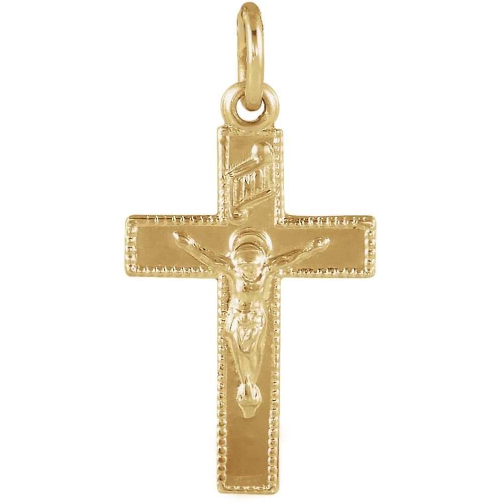 Collier pendentif crucifix en or jaune 14 carats 14x9mm-pendentif - .3 grammes