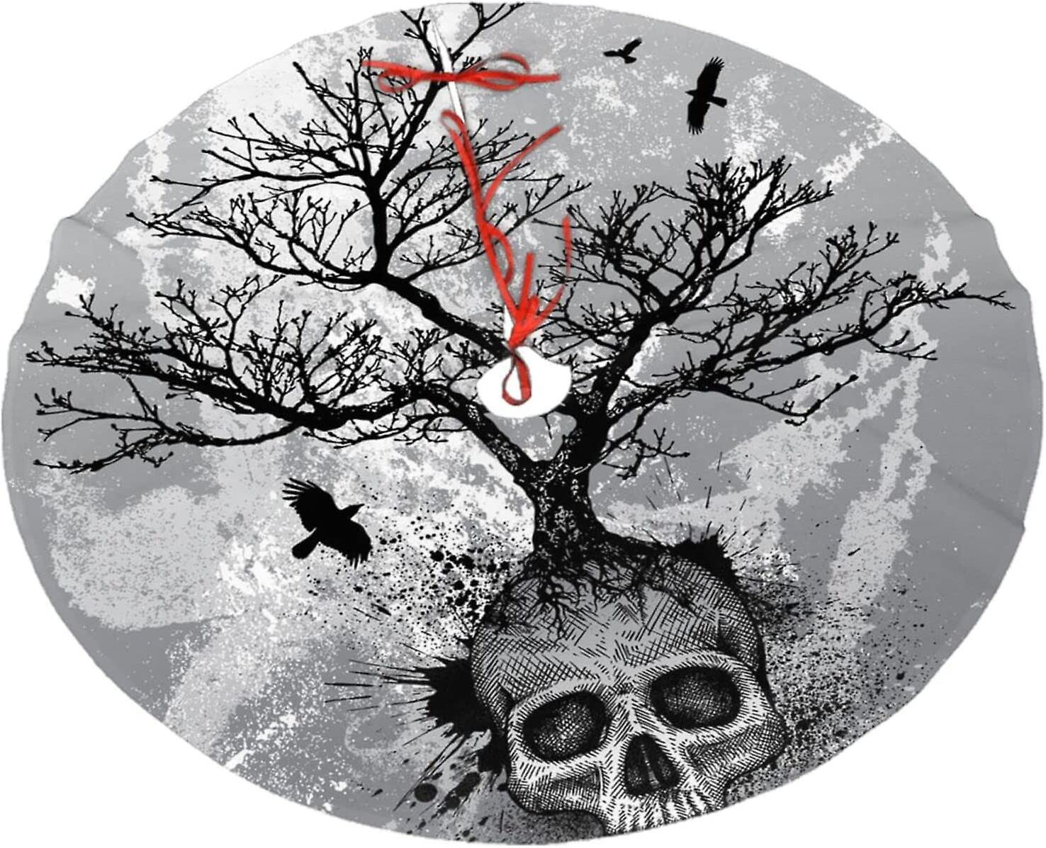Christmas Tree Skirt Skull Head Christmas Decoration Plush Tree Skirt