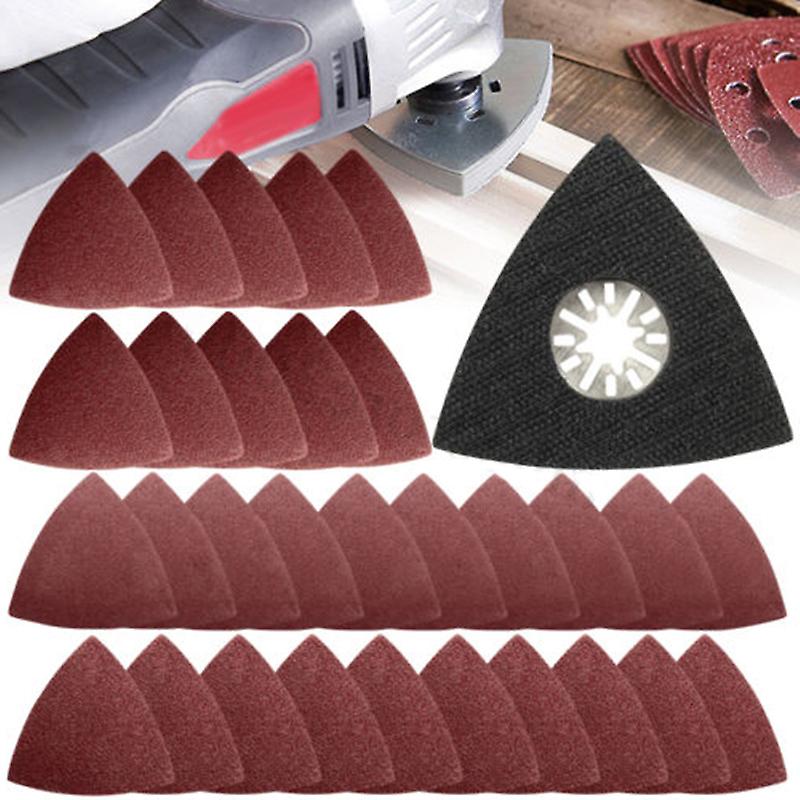 30pcs 90mm Triangular Sander Sand Paper Hook & Loop Sandpaper Disc Abrasive Tools For Sanding Grit 60 80 120
