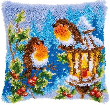 Two Birds Pillow Cushion Cover Rug Making Latch Hooking Kit (43x43cm Printed Canvas)