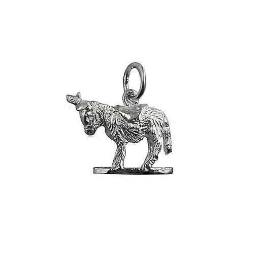 Silver 14x17mm solid Donkey Pendant or Charm