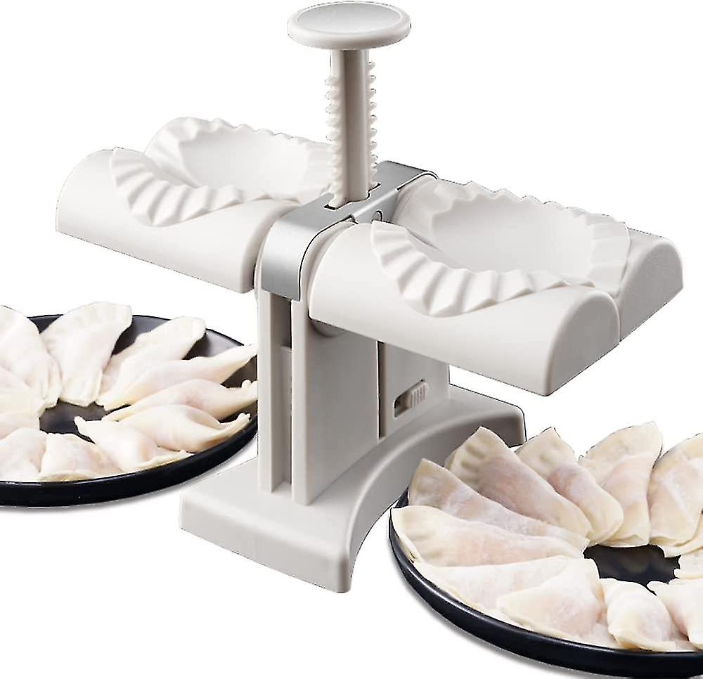 Automatic Dumpling Maker, Manual Ravioli Press Machine Dumpling Press Set, Double Head Mold Make 2 At Once, Quick Empanada Maker Tool For Home Kitchen