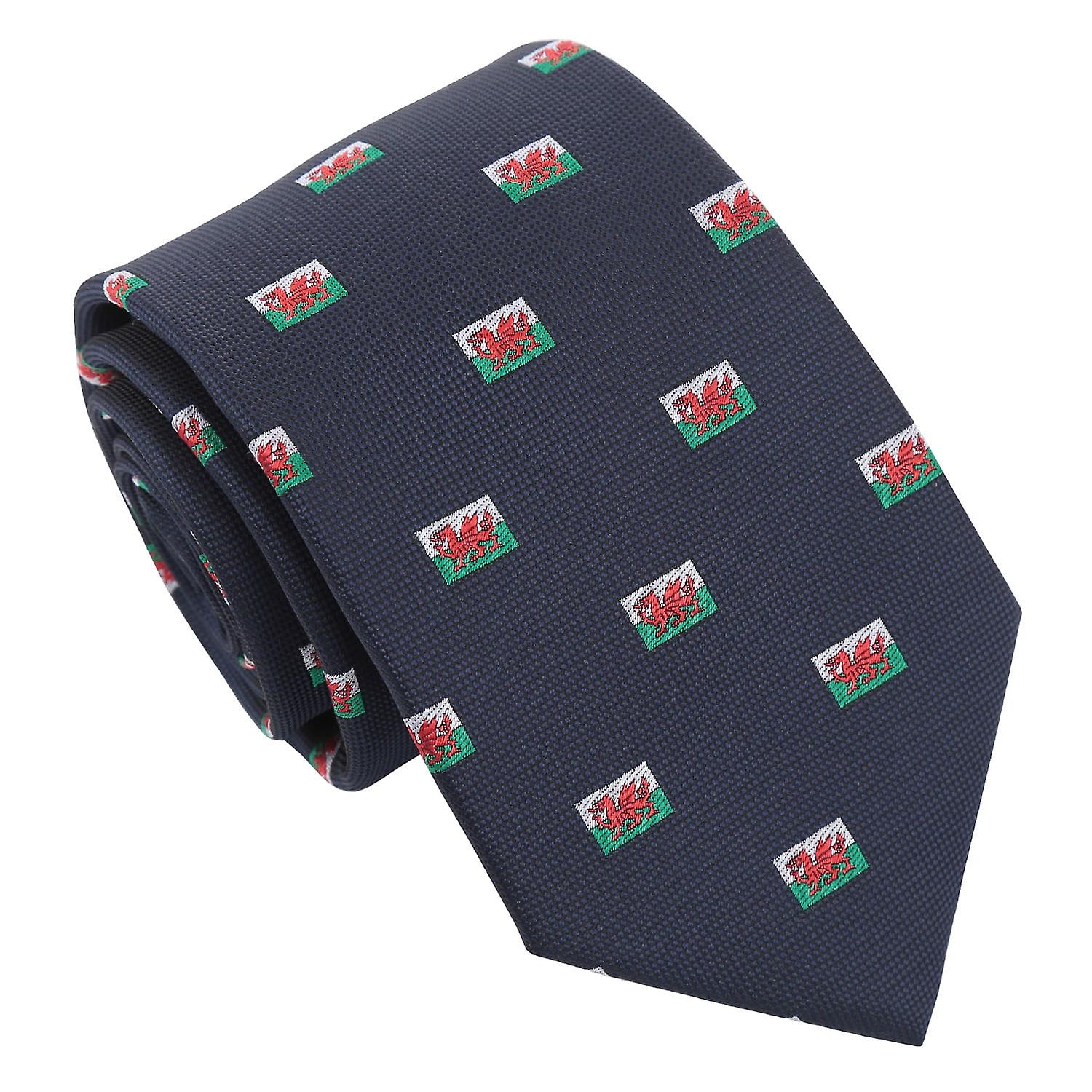 Navy Blue Welsh Flag Tie