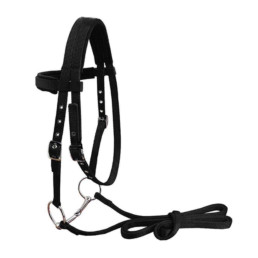 Arnés de rienda de brida de caballo Headstalls extraíble Snaffle Nylon Webbing Black M
