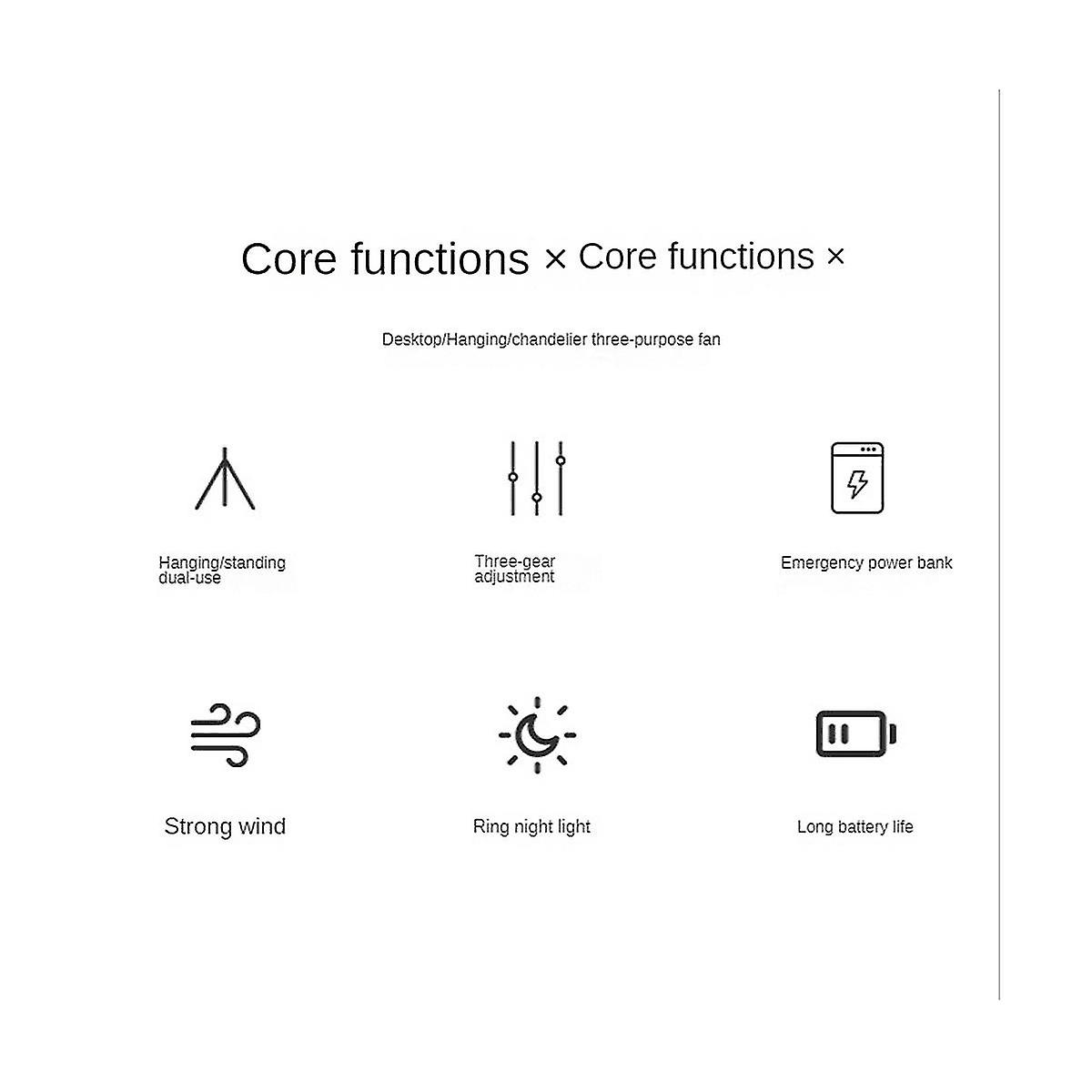 Camping Fan Multifunction Usb Desk Tripod Stand Air Cooler Fan 10000mah With Night Light For Outdoo