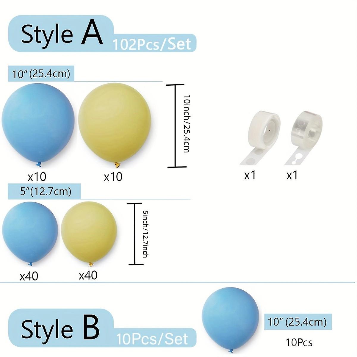 10/102pcsソフトバルーンフラワーアーチキットブルーとイエローバルーンブーケキットベビーシャワーに適した結婚式独身女性の誕生日パー