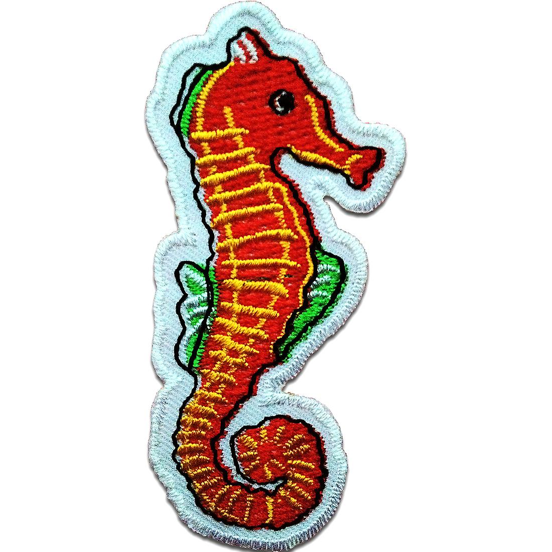 Patch / iron-on patch - Seahorse Seahorse - red - 8.5 x 4 cm - patch patch