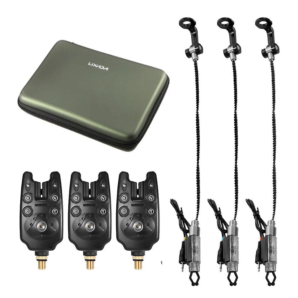 Fishing Bite Alarm Set Digital Fishing Alarm Kit Led Alarm Indicator Alert Bell Fishing Swinger Fishing Tackle With Zippered Box