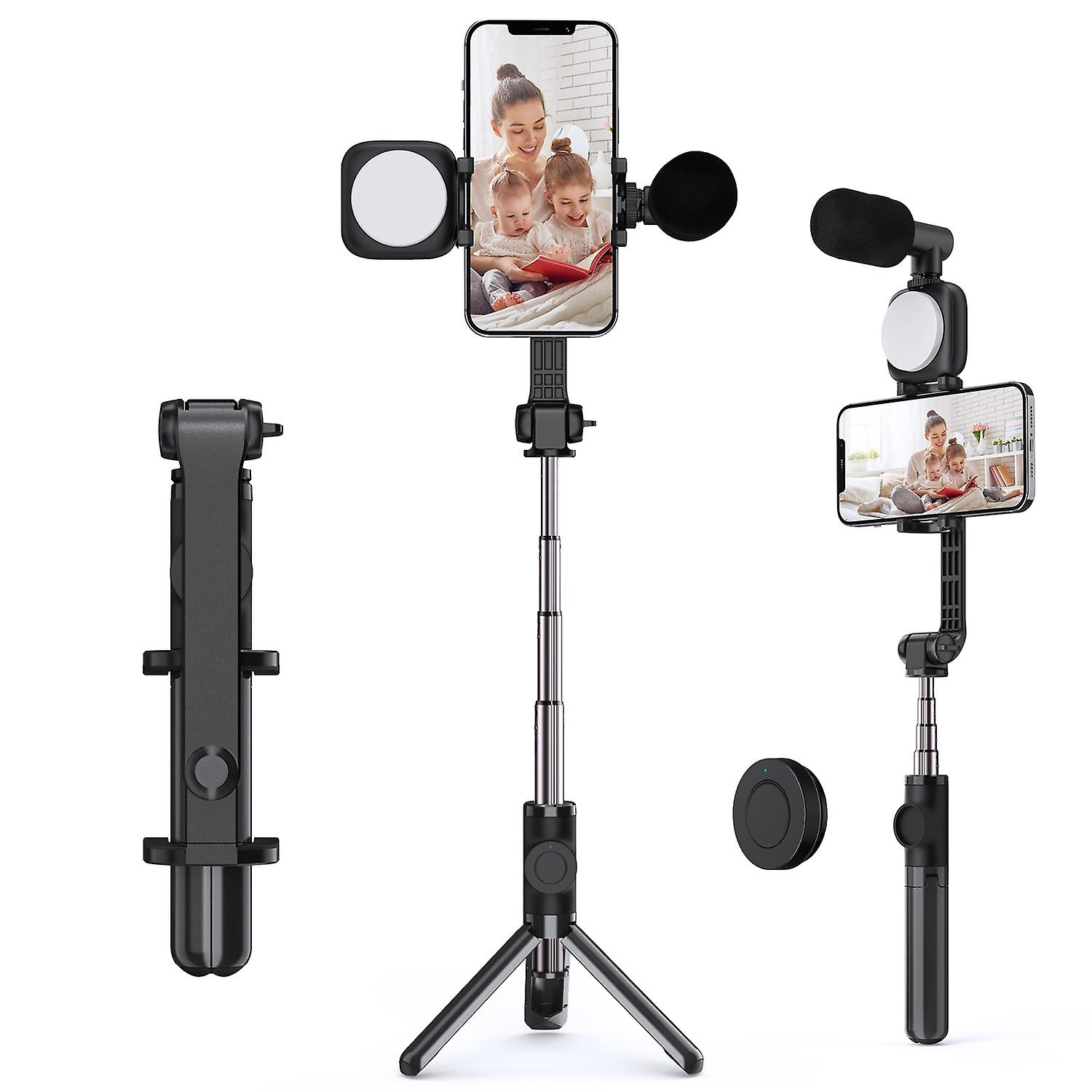 Andoer F3 Smartphone Video Kit Phone Video Rig with Rechargeable LED Video Light + Mini Microphone +