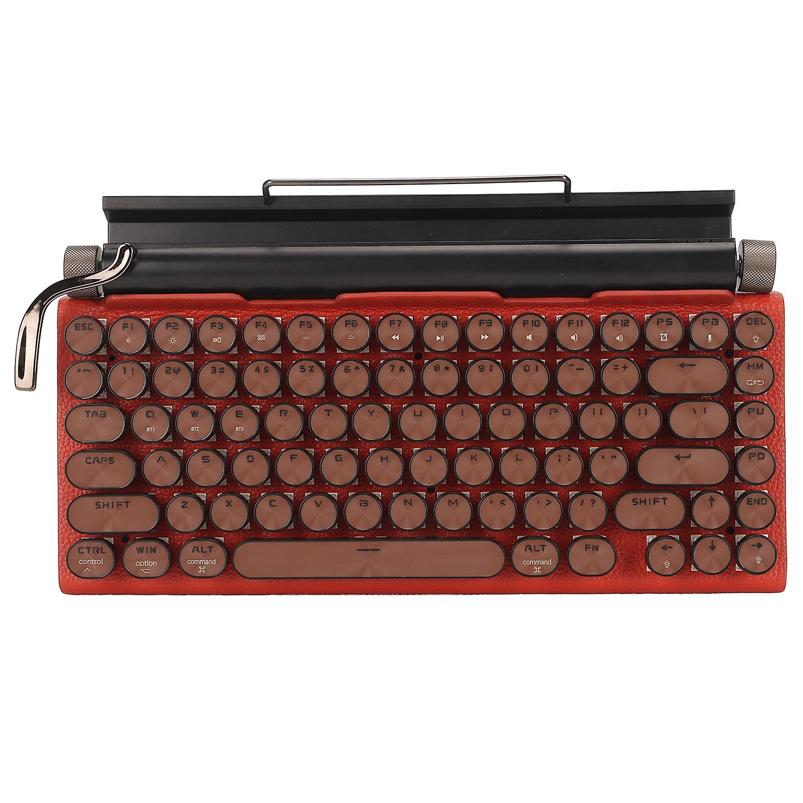 83 Keys Bluetooth Mechanical Keyboard Colorful RGB Backlight Wireless Retro Typewriter Keyboard with Metal Round Keycap Orange