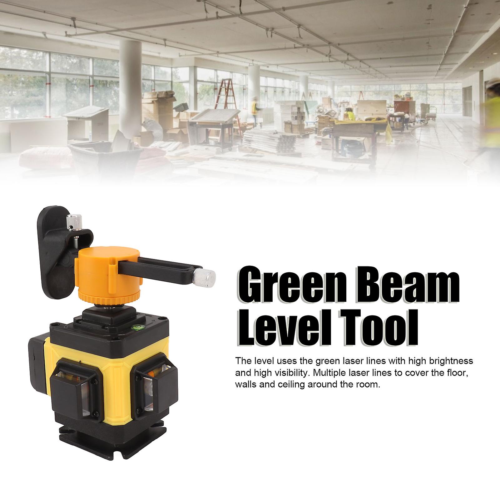 360° Green Laser Line Level with Remote, Rechargeable Battery & EU Plug