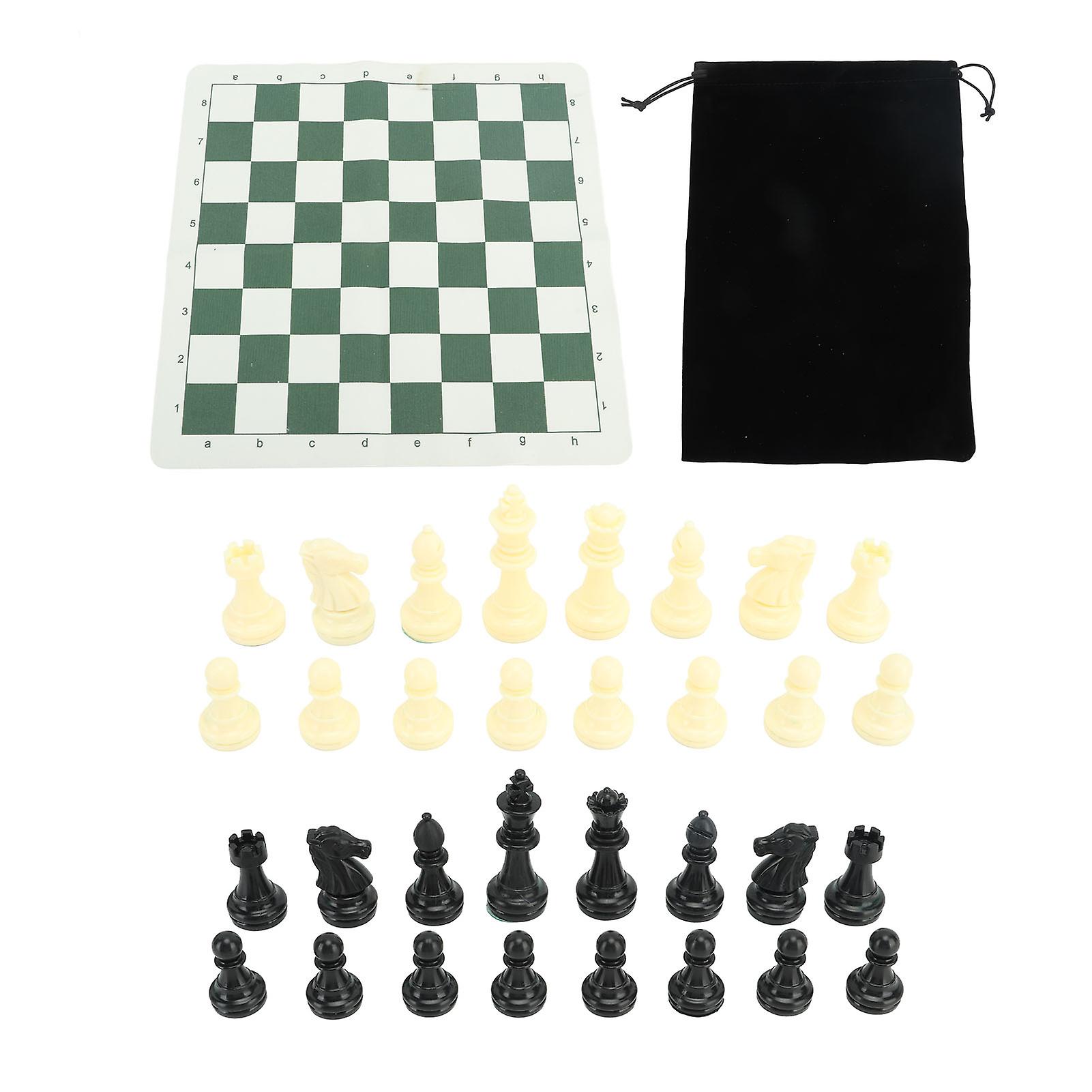 Portable Travel Chess Set, PU Leatherette Chess Set, Checkerboard, 32 Pieces, with Storage Bag
