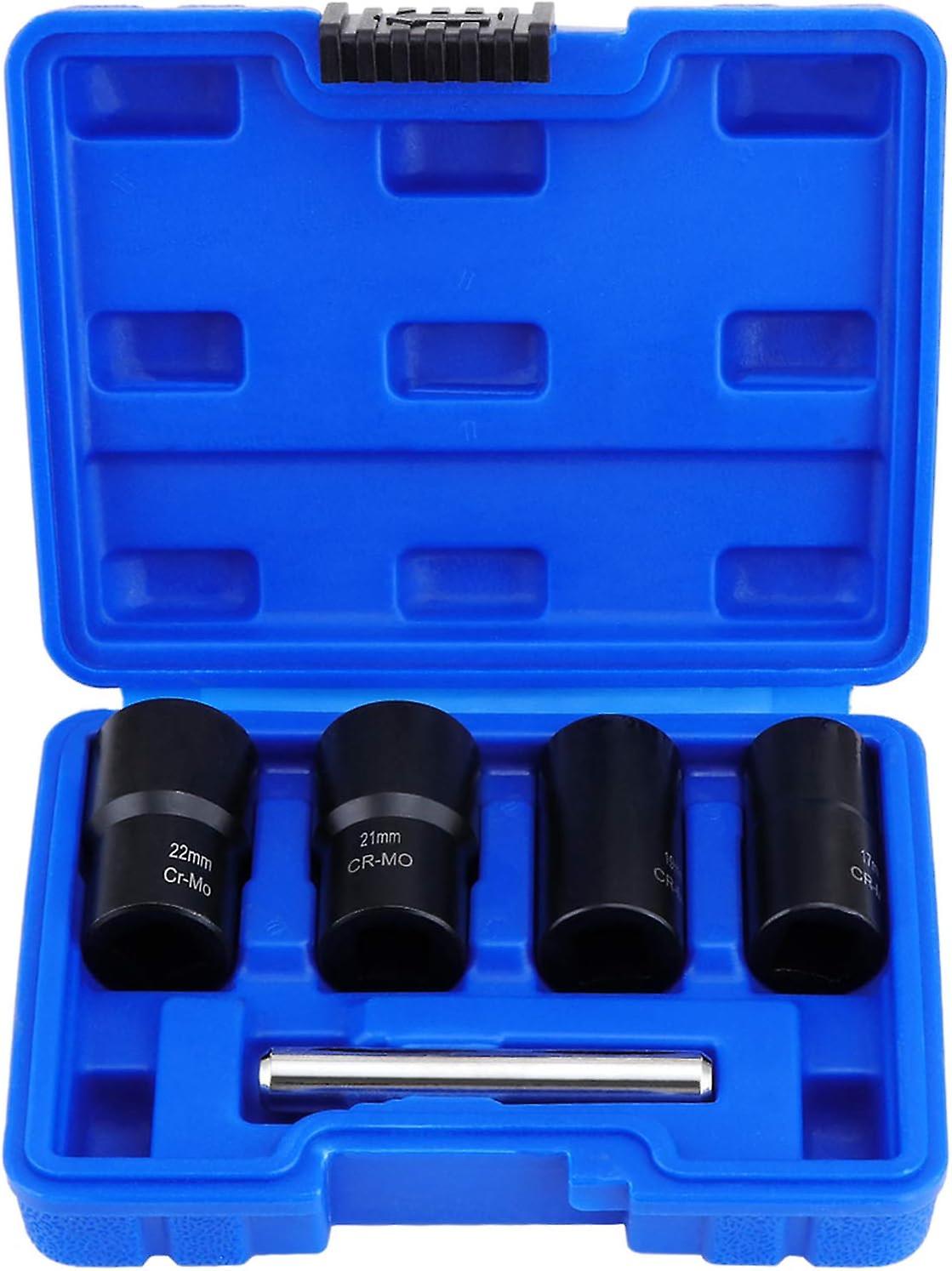 Socket Sets, Nut Extractor, Damaged Bolt Extractor Socket, 4 Sizes 17mm 19mm 21mm 22mm (5PCS)