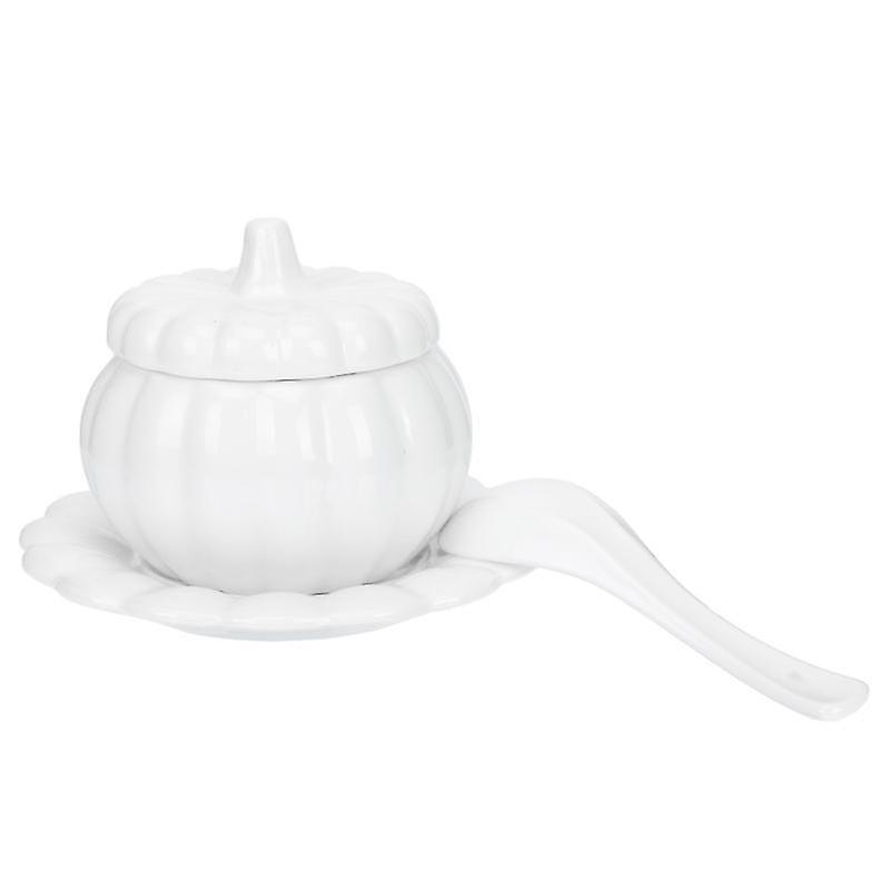 10X10cm White Tureens 1 Set Small Ceramic Soup Pot Stew Pot With Spoon Household Ceramic Tableware