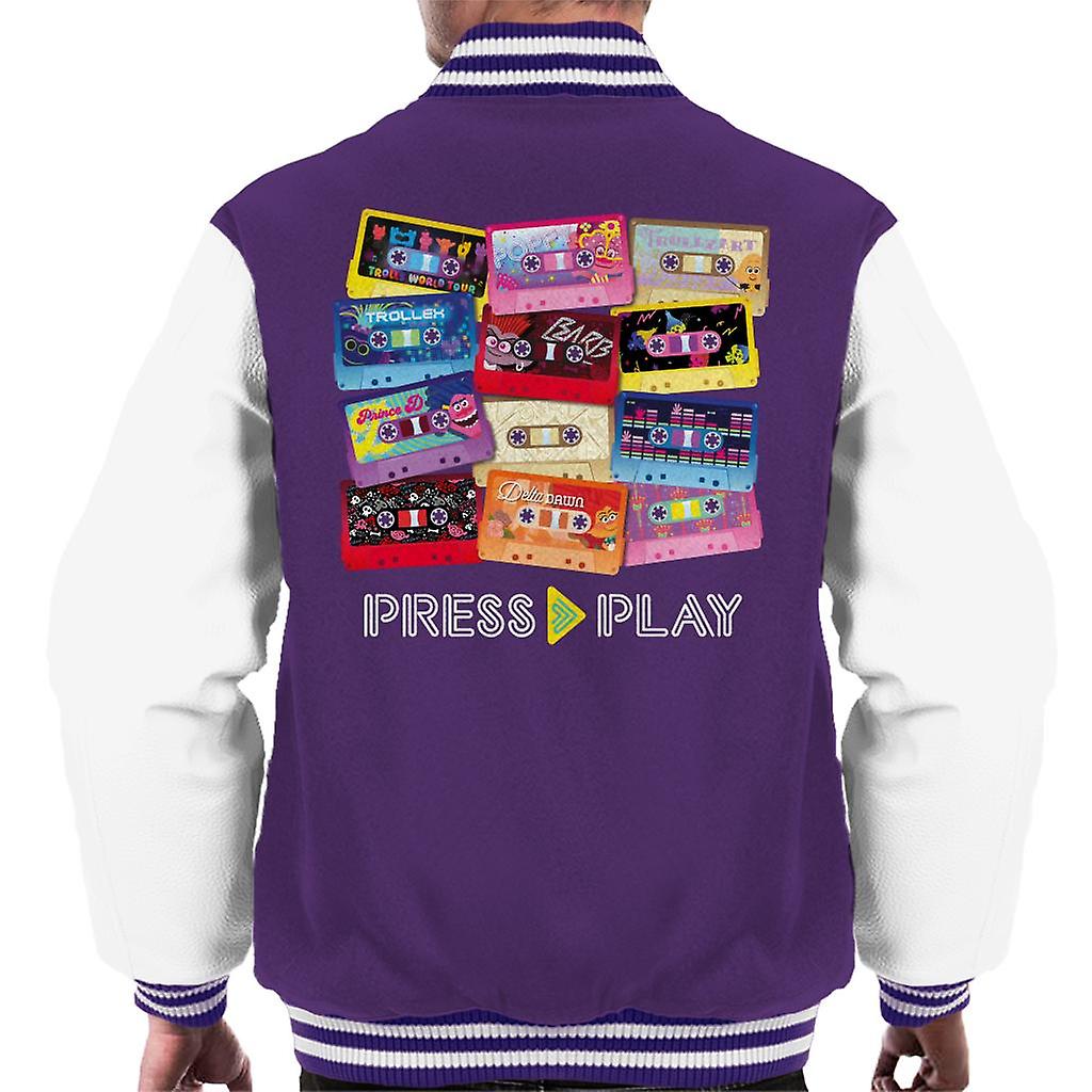 Trolls Cassette Press Play Men's Varsity Jacket