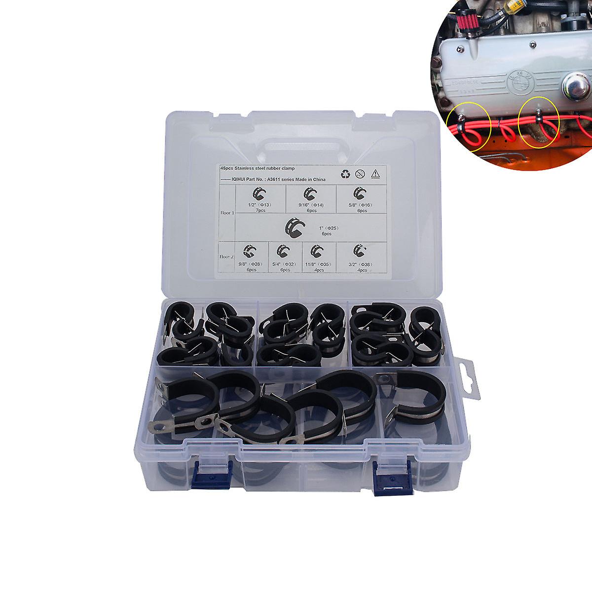 45 Pcs With 8 Specifications-stainless Steel 304 Adhesive Strip Clamp Hose Clamp R-type Hose Clamp