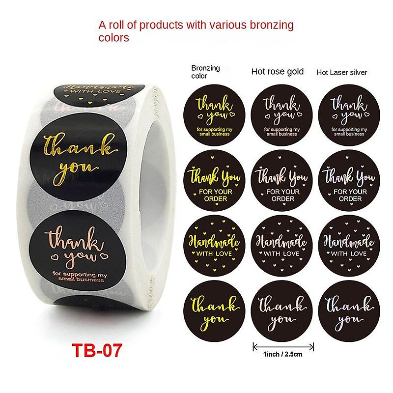 2X500pcs Christmas Xmas Black Assorted Bronzing Thankyou Sticker Hade Made With Love Label