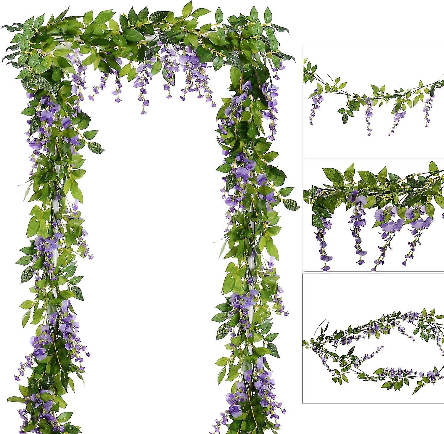 Confezione da 4 6,6 piedi - Glicine Rattan Artificiale Fiore Artificiale