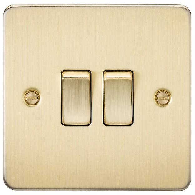 Knightsbridge Flat Plate 10AX 2G 2-way switch - brushed brass - FP3000BB