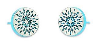 Ti2 Titanium Floral Print Stud Earrings - Blue