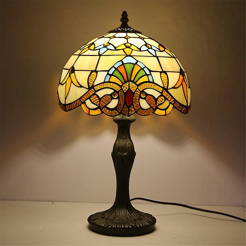 Redkid Tiffany Table Light Led Vintage Color Glass Desk Bedside Lamps Fashion Decor For Home Living