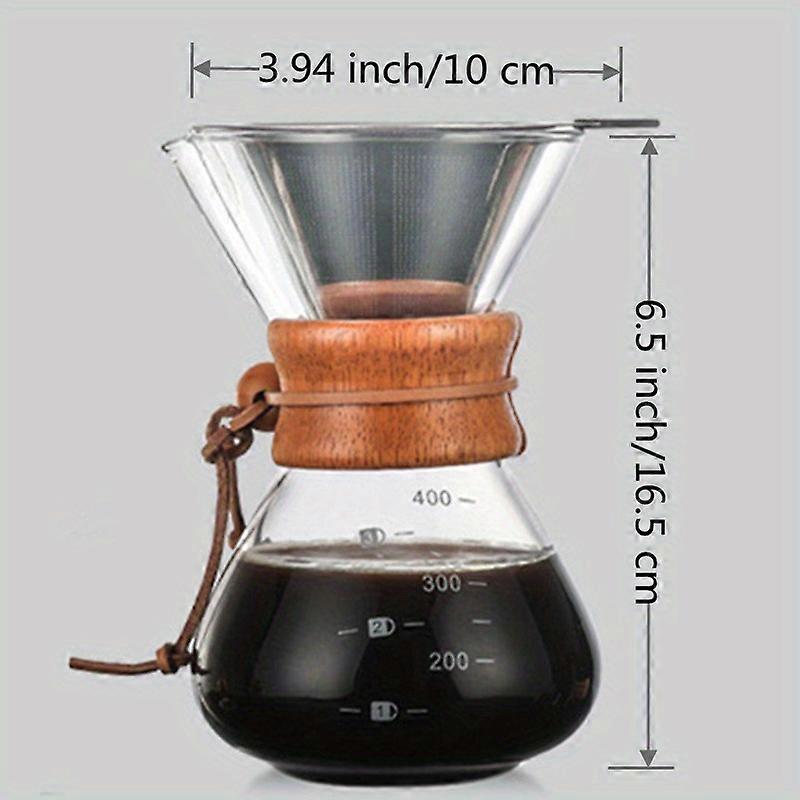 Hand-made Reusable Glass Coffee Maker - Pour Over Coffee Pot for Home and Office Use