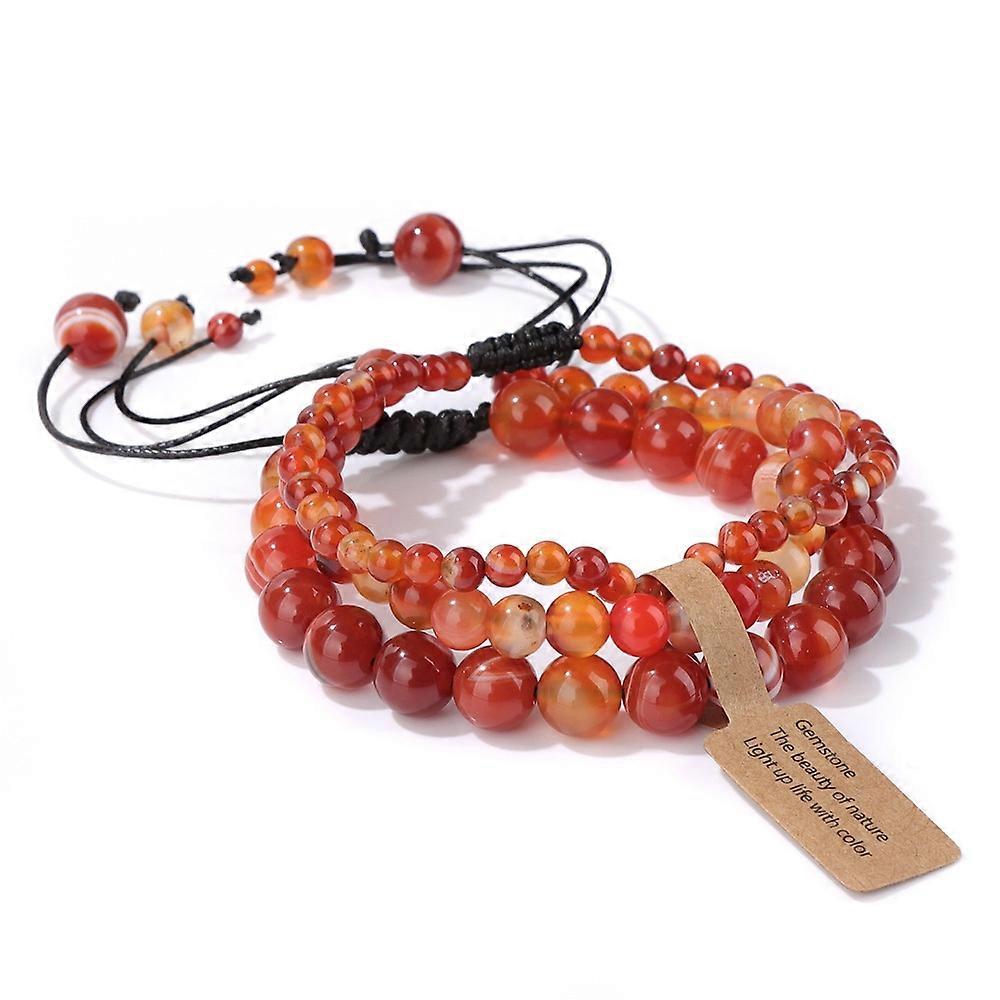 Bracelet-Red Stripe Agate Trio-Fiery Stripes