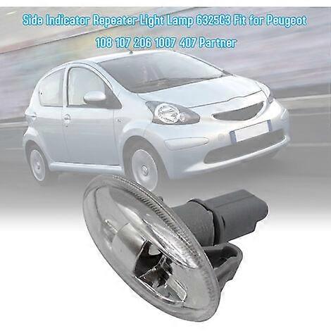 Pair Of Front Side Repeater Turn Signal Lights For Peugeot 1007, 107, 108, 206, 407 – JES Brand, Clear Lenses
