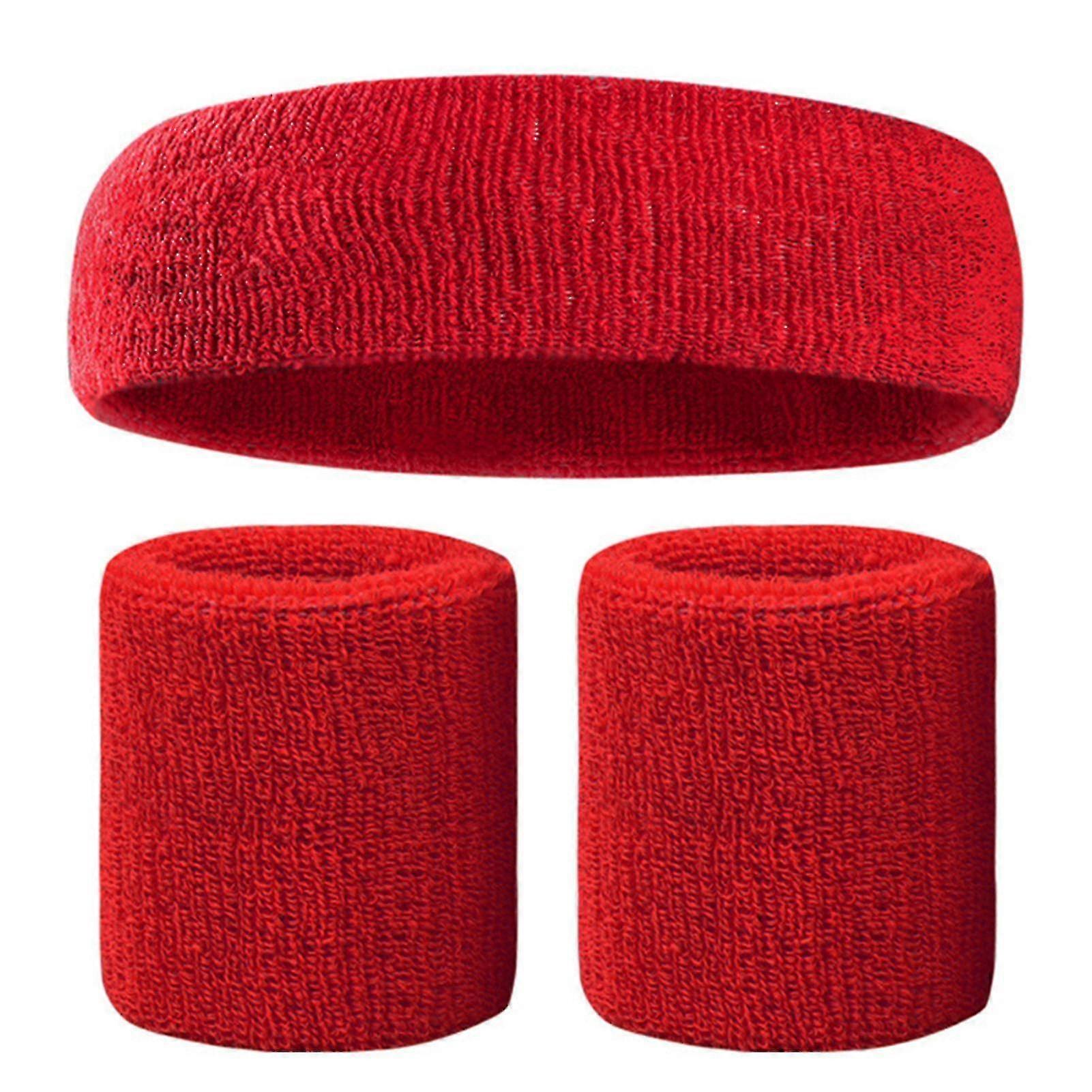 Sweatbands Set Colorful Headband Wristband Elastic Athletic Sweat Absorbing Sweatband For