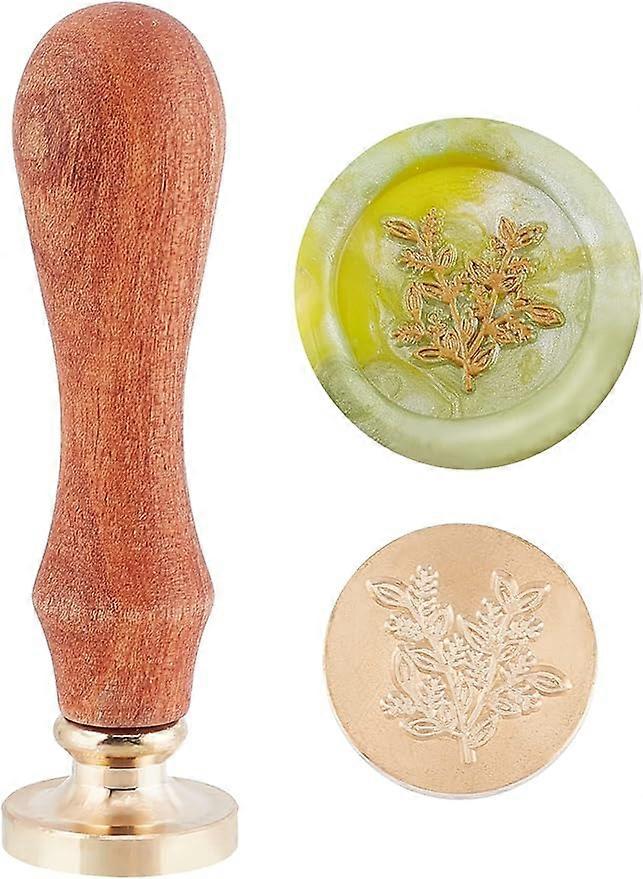 1PC Brass Sealing Wax Seal Stamp Wood Handle Eucalyptus Pattern