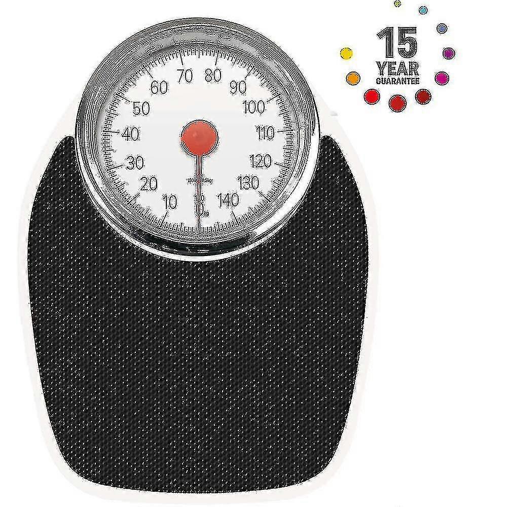 ميزان حمام ميكانيكي على طراز الطبيب ريترو أبيض + أسود وزن دقيق ، قرص تناظري سهل القراءة ، منصة معدنية قوية ، يصل وزنها إلى 150 كجم