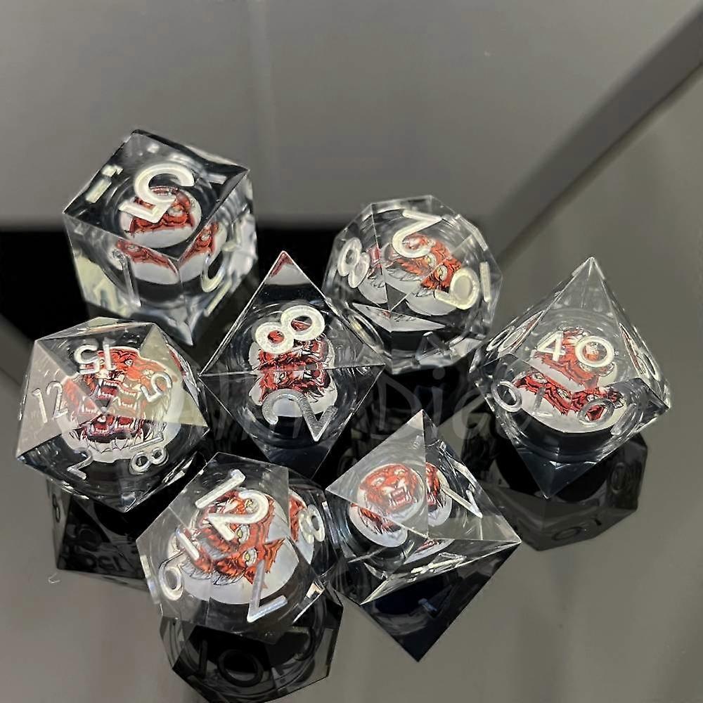 Tiger Rpg Kocka készlet 7db Polyhedral Dnd Dice Set Gyanta Sharp Edge Kocka Set Dungeons és Dragons D&d Rpg játékok Gyanta Kocka Set