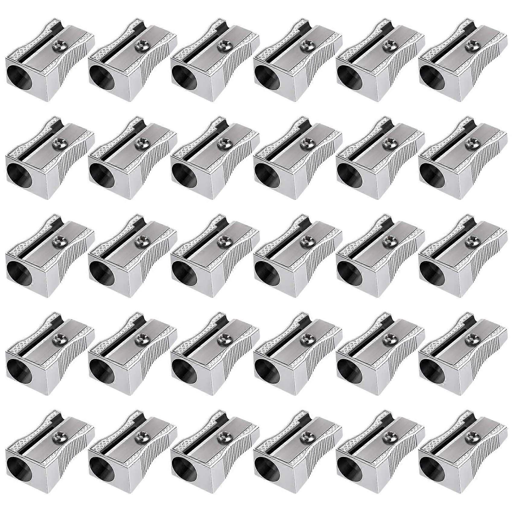 48 Pack Metal Mini Pencil Sharpeners Bulk Handheld Silver Single Hole Aluminum Alloy Handheld Sharp