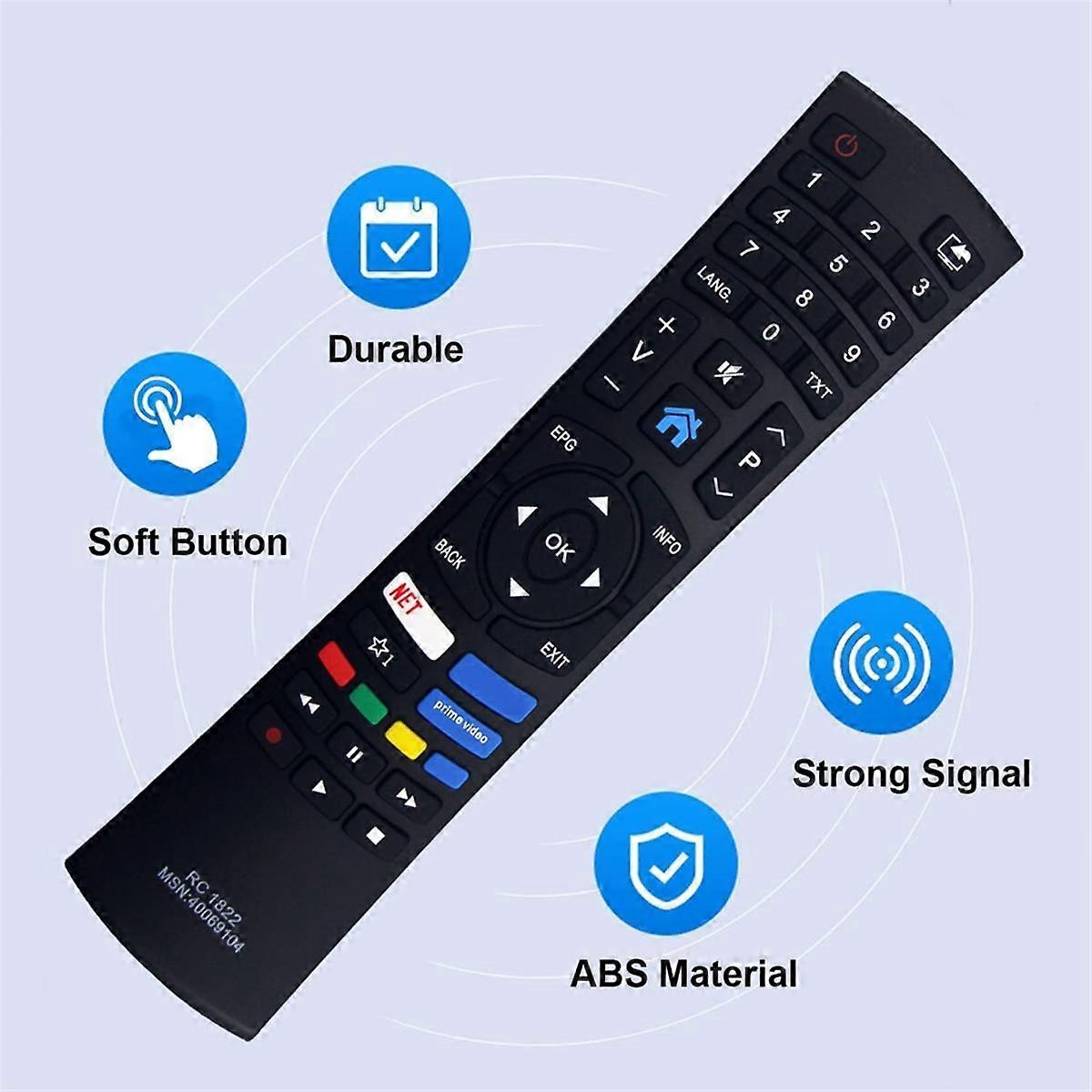 VINABTY Telecomando Infrarossi RC1822 Per TV Medion LED – Sostituto Per 30101732, RC4392P, SRC-4312 – Plug And Play, Batterie Non Incluse - 3