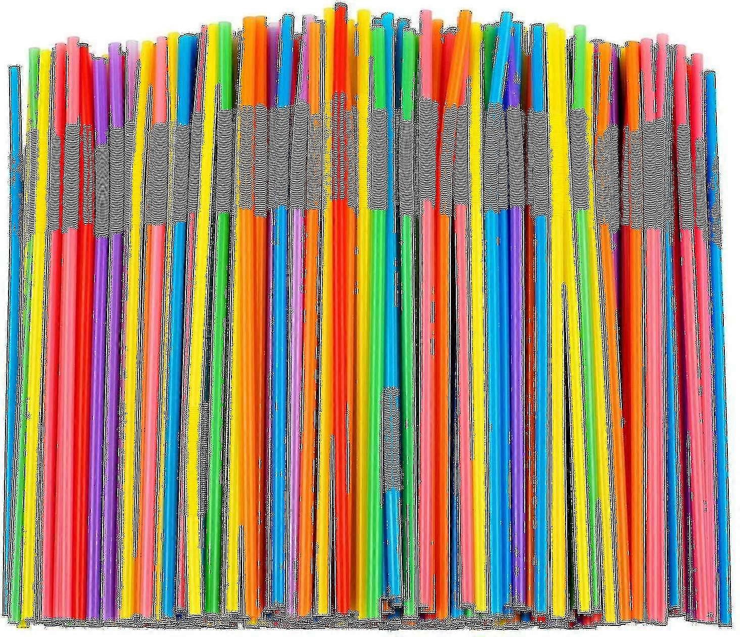 500 Pcs Colorful Flexible Plastic Straws, Bpa-free Disposable Bendy Straws Tw