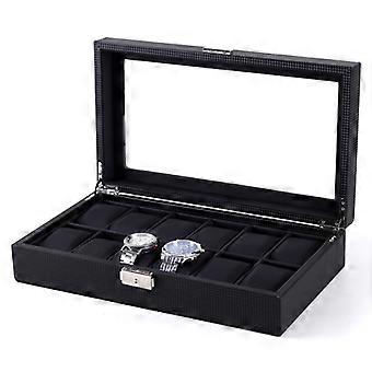 Geweven patroon Pu lederen horlogedoos sieraden opslag displaydoos, kleur: 12 bits