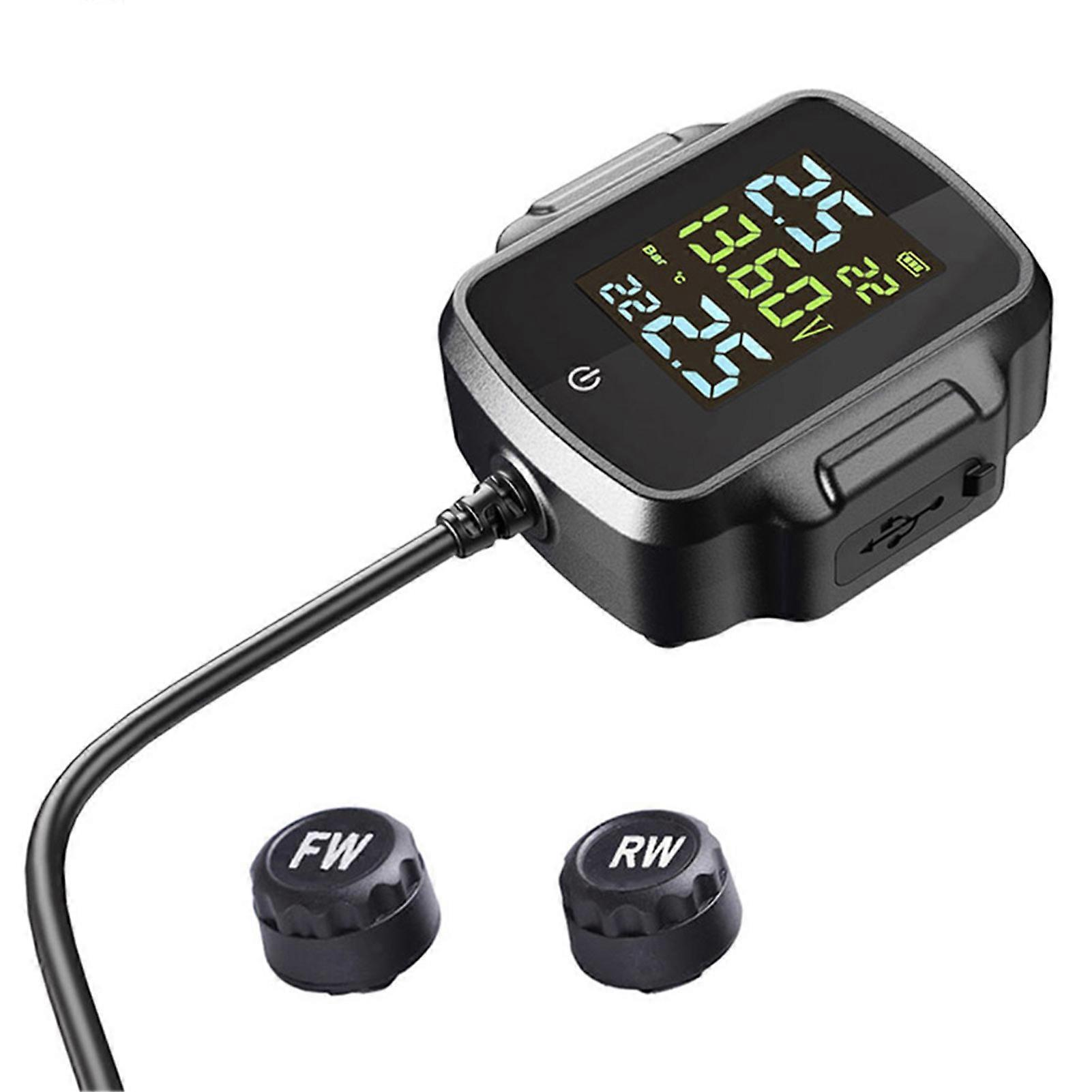 Tire Pressure Monitoring System for Motos Digital Display Tire Temperature Detector for Motorcycle E-bike