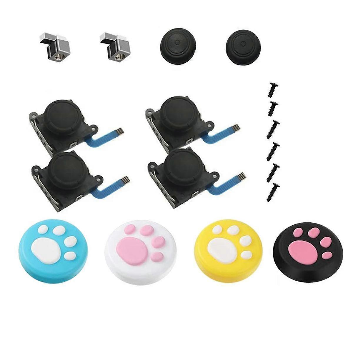 18PCS Set 3D Analoger Joystick-Schalter Lite Joycon Controller Joystick + Niedliche Joystick-Kappe Reparatur Zugang