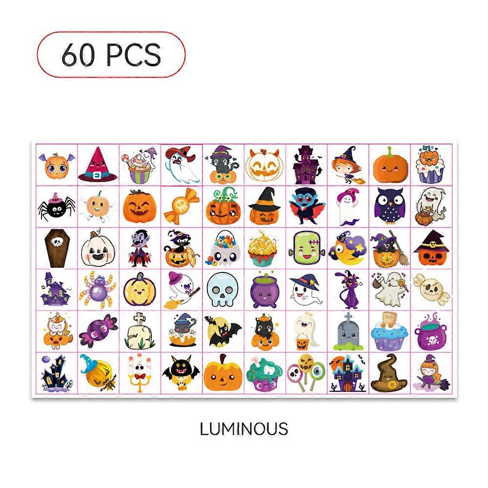 מדבקות קעקוע ליל כל הקדושים ילדים ילד קעקוע גוף זוהר קריקטורה קעקועים מזויפים זמניים זוהר להדביק על פנים קישוט המפלגה