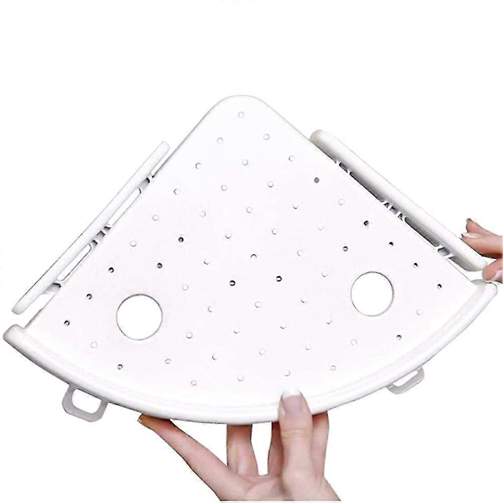 Bathroom Triangular Shower Shelf Corner Bath Storage Holder Organizer Rack White Wall Mount New