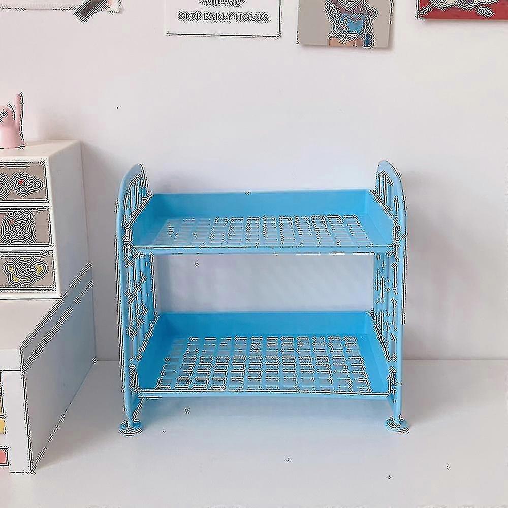 Double-layer Desktop Storage Rack Hollow Shelf For Cosmetic Stationery