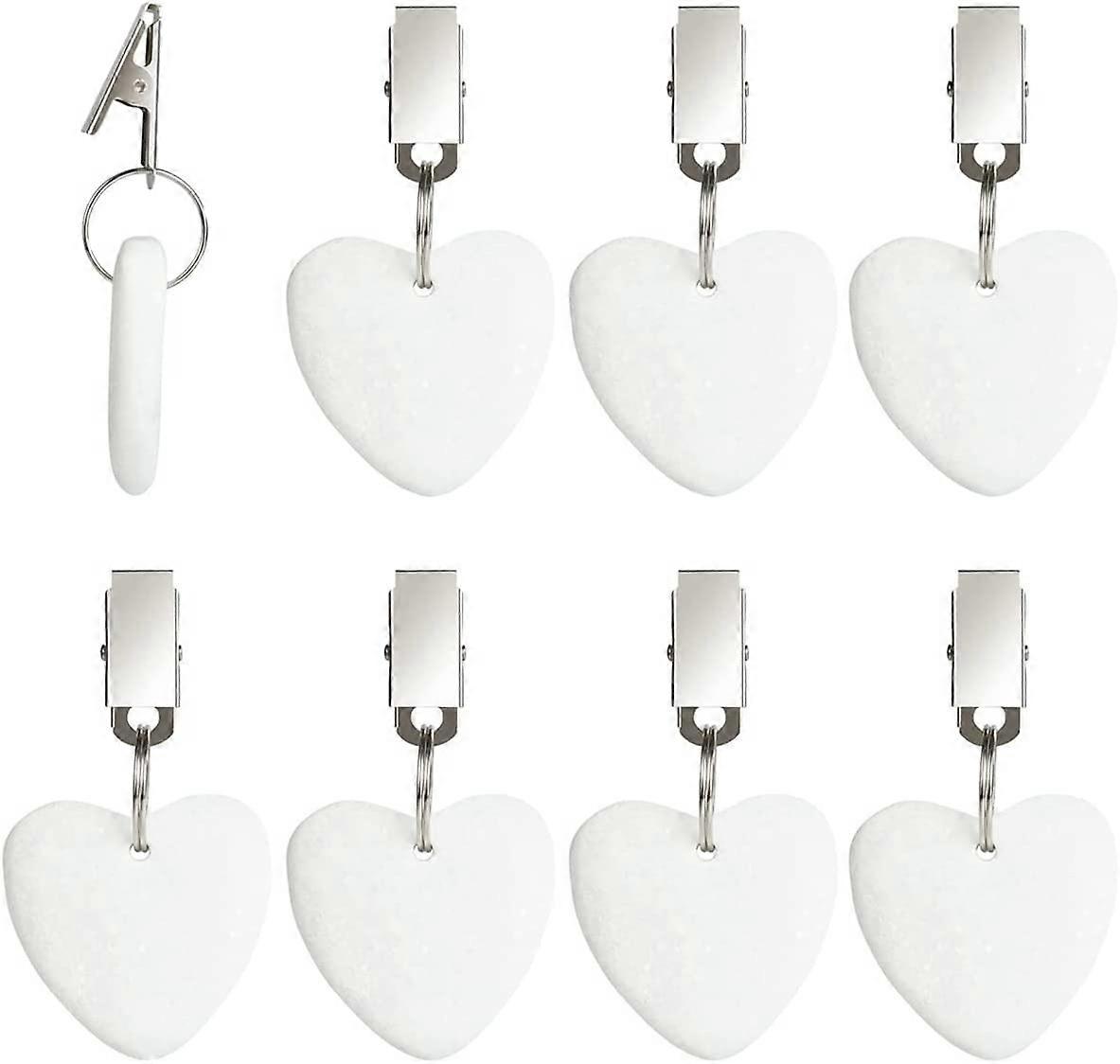 8Pcs Tablecloth Weights with Clips,Marble Tablecloth Clips(White)