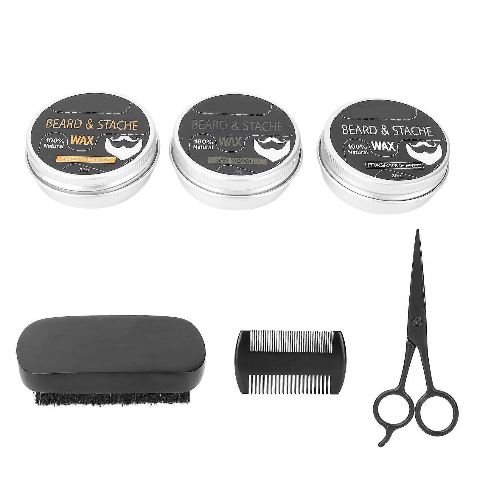 Bluezoo Men's Beard Grooming Set Double Sided Comb Shaving Soap Scissors Beard Trimming Tools